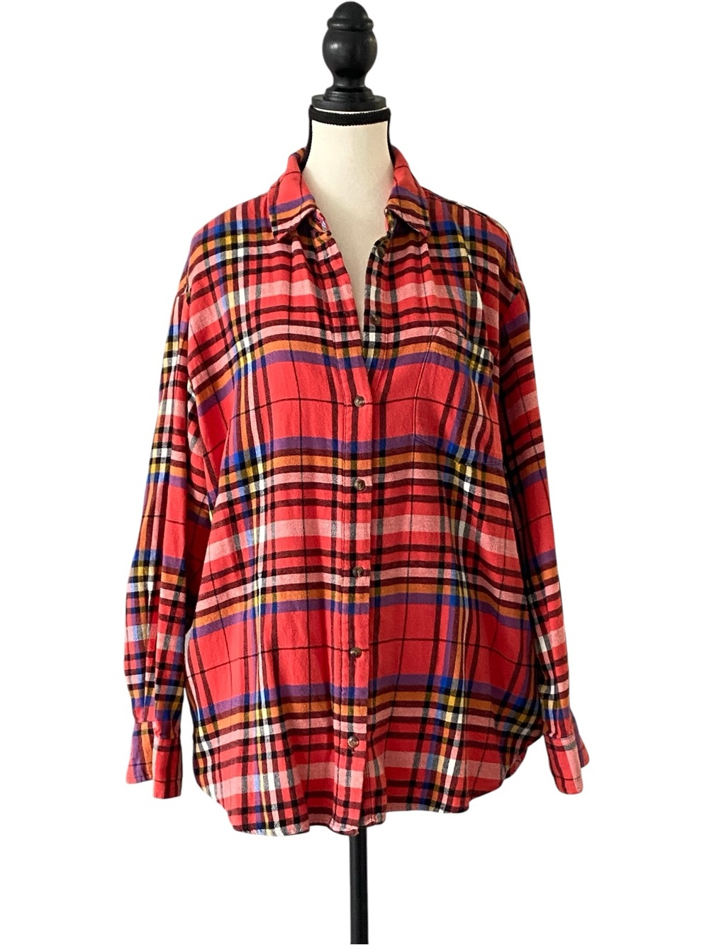 GAP Red Multicolor Plaid Shirt 100% Cotton Size L
